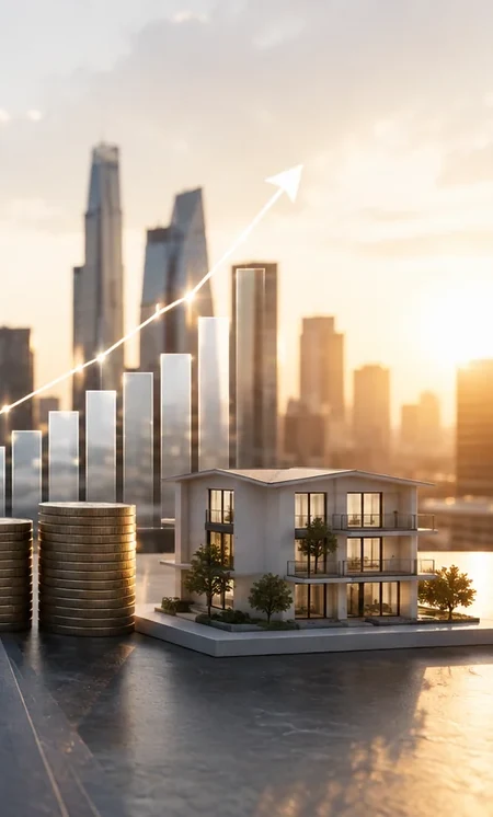 Immobilie als Kapitalanlage mit wachsendem Portfolio vor Skyline