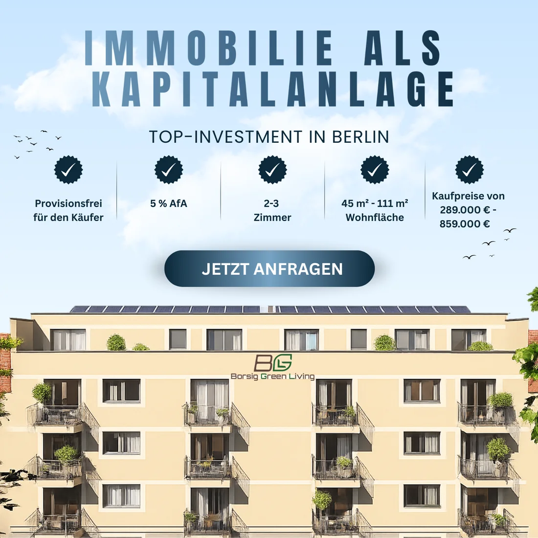 Beispiel-Creative: Meta Ad für ein Kapitalanlageprojekt in Berlin